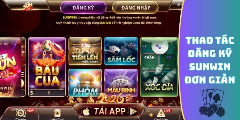Thao tác đăng ký Sunwin đơn giản